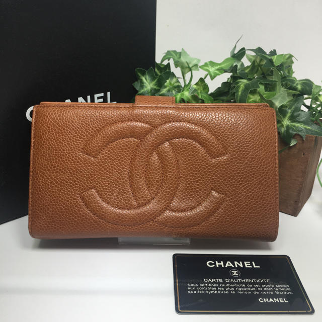 レア✨Aランク✨CHANEL シャネル キャビアスキン　Wホック　ウォレット