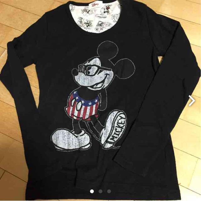 Disney(ディズニー)のミッキー ロンティー ブラック レディースのトップス(Tシャツ(長袖/七分))の商品写真