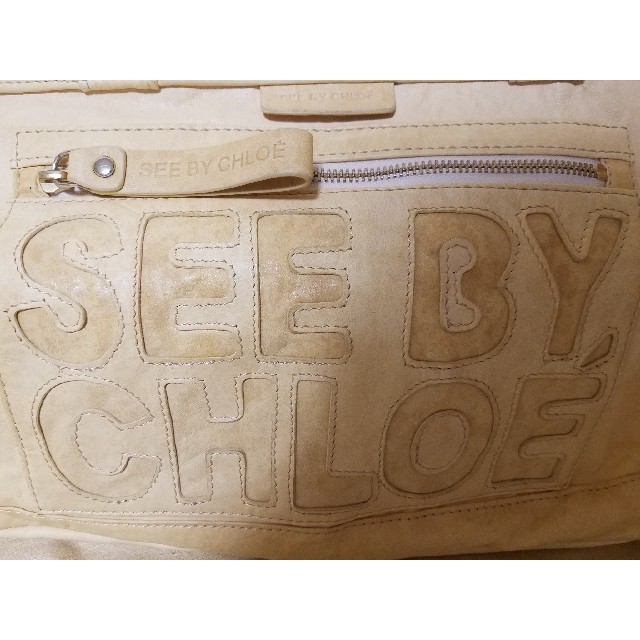 SEE BY CHLOE(シーバイクロエ)の美品‼ シーバイクロエ トートバッグ 革 アイボリー レディースのバッグ(トートバッグ)の商品写真