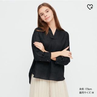 ユニクロ(UNIQLO)のUNIQLO プレミアムリネンスキッパーシャツ　m(シャツ/ブラウス(長袖/七分))