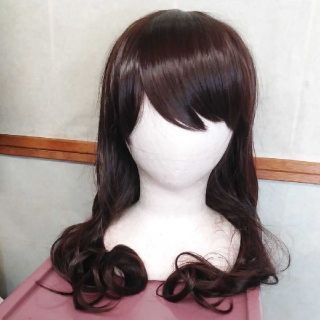 アイマス島村卯月風コスプレロングフルウイッグ　ゆるふわカール　ブラックブラウン(ロングカール)