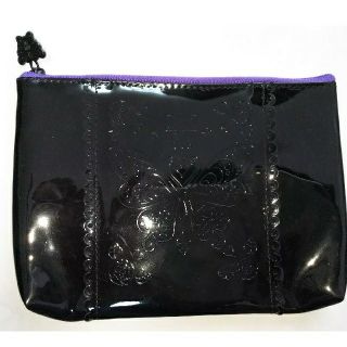 アナスイ(ANNA SUI)のアナスイ 蝶柄ポーチ 黒 (ファスナー紫)(ポーチ)