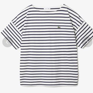 ラコステ(LACOSTE)のラコステ リラックスフィット ストライプデザインボートネックTシャツ  40(Tシャツ(半袖/袖なし))