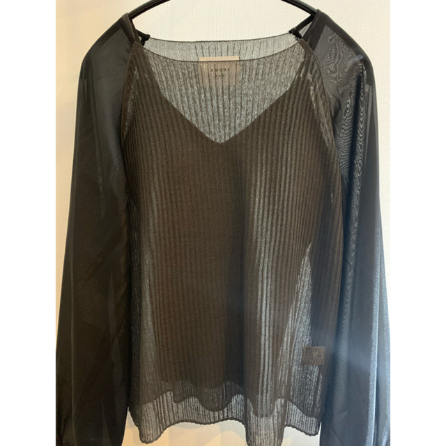 Ameri VINTAGE(アメリヴィンテージ)のAmeri VOLUME SLEEVE SHEER KNIT TOP レディースのトップス(カットソー(長袖/七分))の商品写真