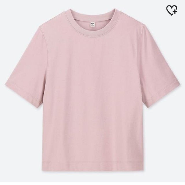 UNIQLO(ユニクロ)の【L】UNIQLO　クロップドクルーネックT　ピンク レディースのトップス(Tシャツ(半袖/袖なし))の商品写真