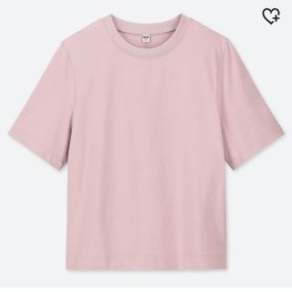 ユニクロ(UNIQLO)の【L】UNIQLO　クロップドクルーネックT　ピンク(Tシャツ(半袖/袖なし))