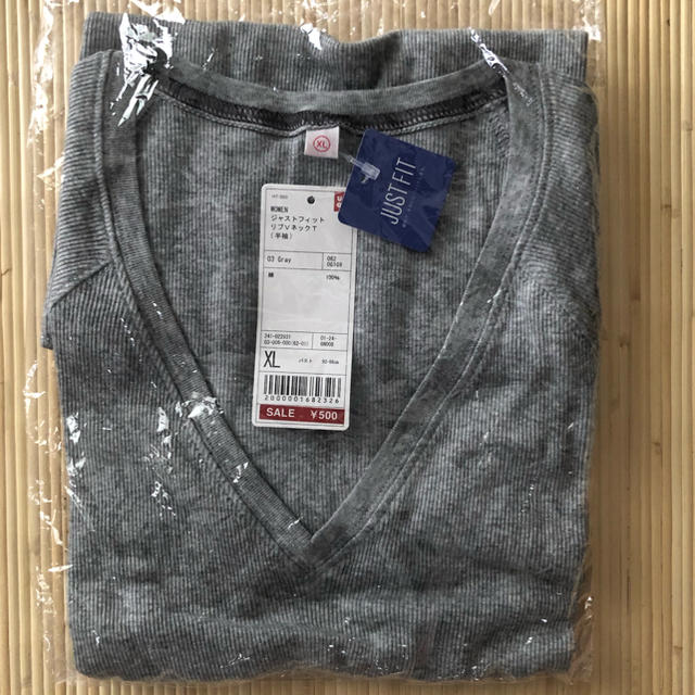 UNIQLO(ユニクロ)のレディース ジャストフィット リブVネック 半袖T レディースのトップス(Tシャツ(半袖/袖なし))の商品写真