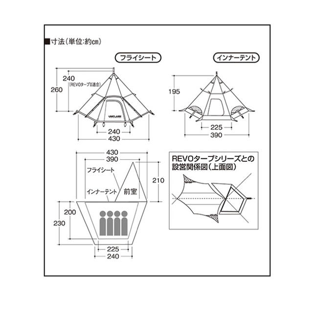 UNIFLAME(ユニフレーム)のREVOタープ2 L　カーキグリーンコンプリートセット 限定販売品 スポーツ/アウトドアのアウトドア(テント/タープ)の商品写真