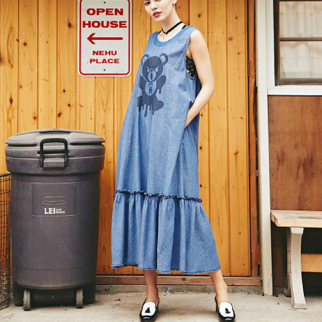 贅沢品 フレンチ ヒステリックグラマー スリーブ ロング プルオーバー ワンピース