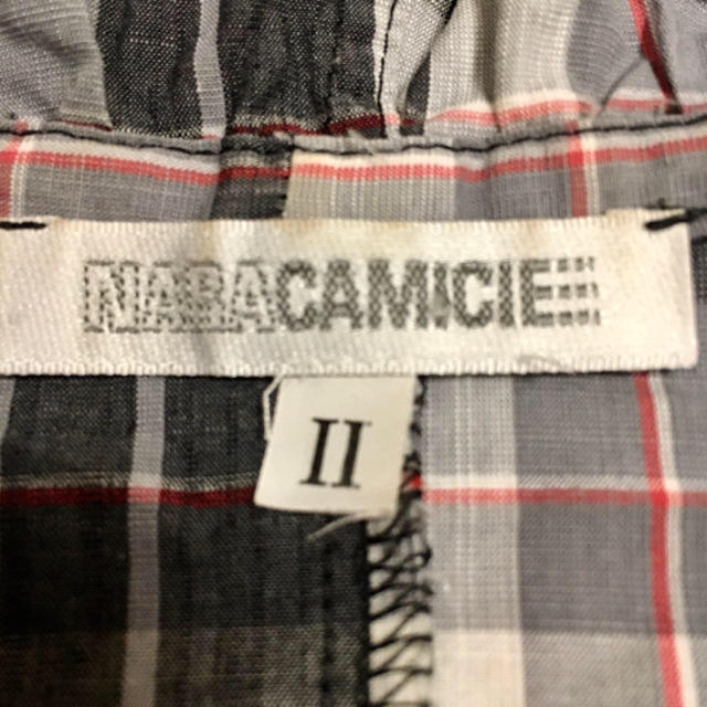 NARACAMICIE(ナラカミーチェ)のナラカミーチェ シャツブラウス 2 黒／白／朱 マドラスチェック フリル レディースのトップス(シャツ/ブラウス(半袖/袖なし))の商品写真