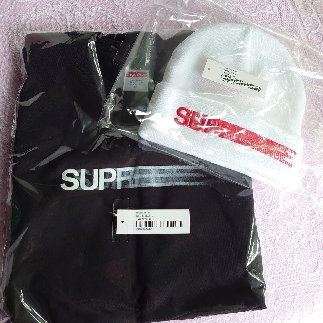 supreme motion logo tee 黒M Beanie 白 セット - www.sorbillomenu.com