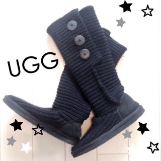 アグ(UGG)のUGGニットブーツ ブラック(ブーツ)