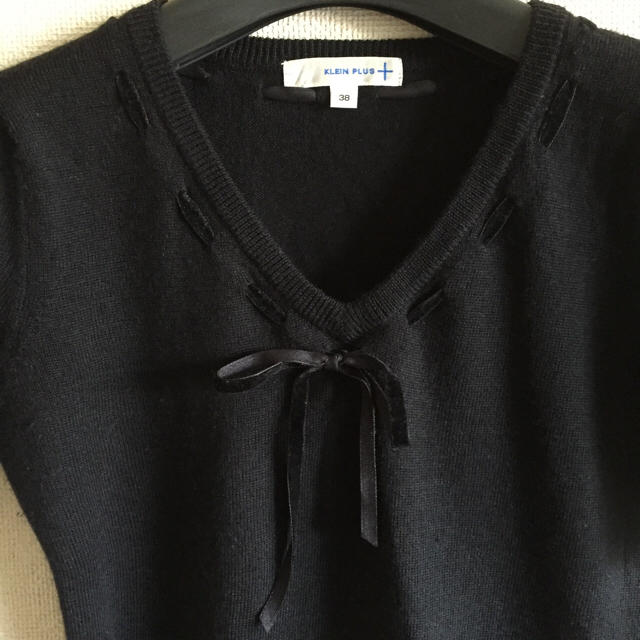 MICHEL KLEIN(ミッシェルクラン)のクラインプリュス♡黒色の半袖ニットソー レディースのトップス(ニット/セーター)の商品写真