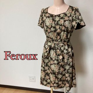 フェルゥ(Feroux)のFeroux♡薔薇柄リボンワンピース(ひざ丈ワンピース)