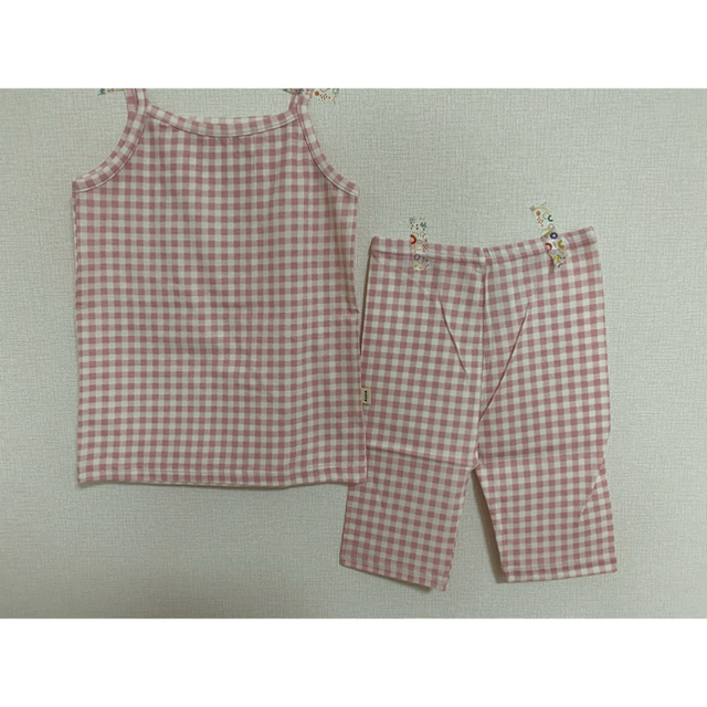 韓国子供服 check check room wear set pink XL キッズ/ベビー/マタニティのキッズ服女の子用(90cm~)(パジャマ)の商品写真