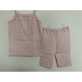 韓国子供服 check check room wear set pink XL(パジャマ)