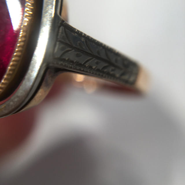 K18 赤石付きリング（94002805） レディースのアクセサリー(リング(指輪))の商品写真