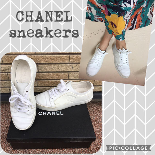 人気No.1】 CHANEL シャネル スニーカー ラバー×レザー 美品 白