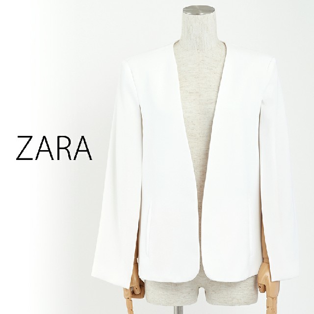 新品★スリット入りケープジャケット★ノーカラージャケットZARA