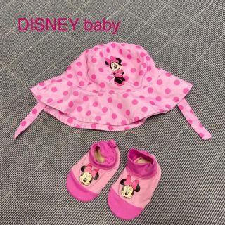 ディズニー(Disney)のミニーちゃん　水遊び用　帽子　フットカバー　海、プール　ピンク　ドット(マリン/スイミング)