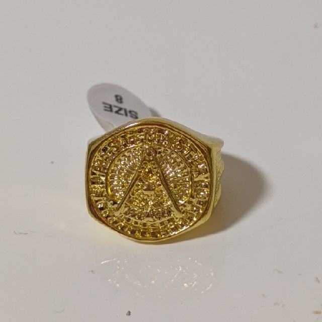フリーメイソンバンドリング  イエローゴールドメッキ メンズのアクセサリー(リング(指輪))の商品写真