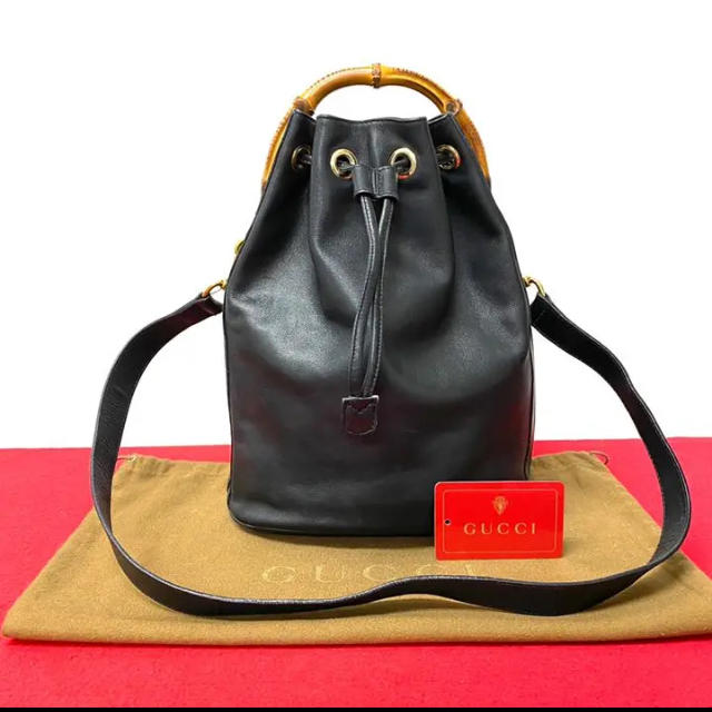 極 美品 グッチ オールドグッチ バンブー 2way ショルダー ハンドバッグ-