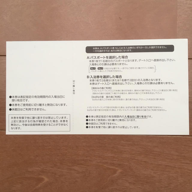 yuzuru様専用　長島パスポート券　3枚 チケットの施設利用券(遊園地/テーマパーク)の商品写真