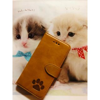 ☆猫ちゃんスムースレザー加工iphone手帳ケース☆肉球焼印(o^^o)(モバイルケース/カバー)