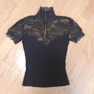 ブルマリン(Blumarine)のブルマリン　レースカットソー　Tシャツ　ブラック(カットソー(半袖/袖なし))