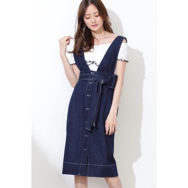 JILL by JILLSTUART(ジルバイジルスチュアート)のVストラップリボンジャンスカ レディースのワンピース(ひざ丈ワンピース)の商品写真
