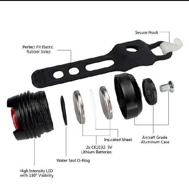 送料込価格■自転車バックライト２個(電池入)■テールランプ、警告灯、安全確保 スポーツ/アウトドアの自転車(自転車本体)の商品写真