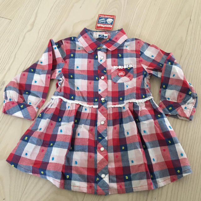 新品 チェックワンピース♡ キッズ/ベビー/マタニティのキッズ服女の子用(90cm~)(ワンピース)の商品写真