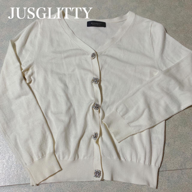 JUSGLITTY(ジャスグリッティー)のジャスグリッティー★ビジューボタンカーディガン レディースのトップス(カーディガン)の商品写真