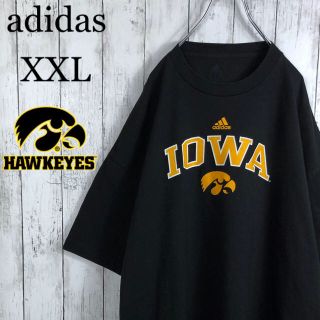 アディダス(adidas)の【激レア】 アディダス IOWAホーキーズ アメフト Tシャツ XXL 黒(Tシャツ/カットソー(半袖/袖なし))