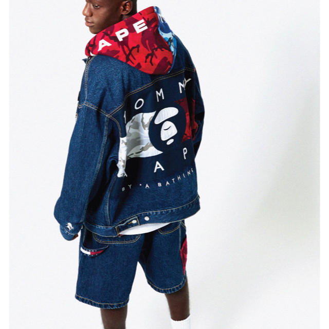 A BATHING APE(アベイシングエイプ)のaape tommy jeans セットアップ　サイズS メンズのジャケット/アウター(Gジャン/デニムジャケット)の商品写真