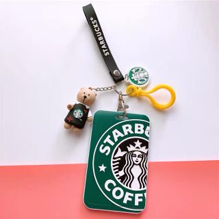 Starbucks Coffee - スターバックスベアリスタ キーホルダー ストラップ 定期券入れ 花黒エプロンの通販｜ラクマ