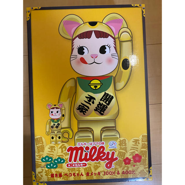 BE@RBRICK 招き猫 ペコちゃん 金メッキ 100% & 400% 不二家 数量