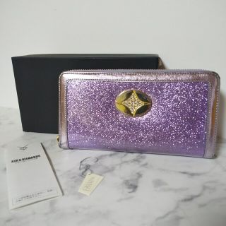 アッシュアンドダイアモンド(ASH&DIAMONDS)のASH&DIAMONDS★スターリーダイヤライン長財布★中古品 ラベンダー(財布)