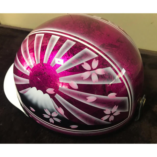 桜 ラップ塗装 ピンクラメ 富士日章 コルク半 ヘルメット