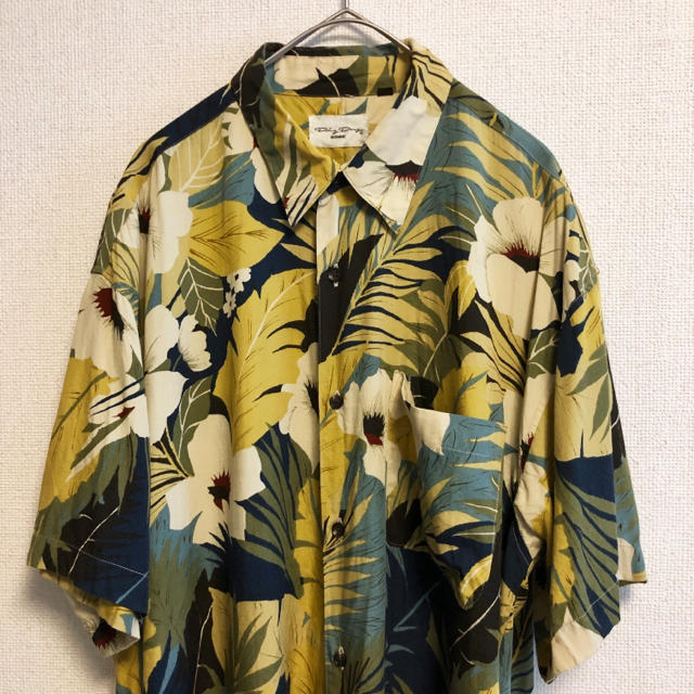 総柄 柄シャツ アロハ 半袖 レーヨン リネン レギュラーカラー 花柄 ...