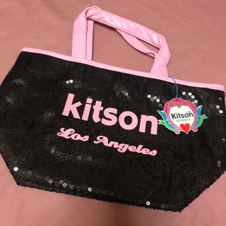 キットソン(KITSON)のkitson バッグ　ミニトート　キラキラ　ピンク　黒　新品未使用(トートバッグ)