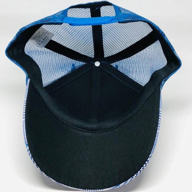 エナメルメッシュキャップ グレンチェック　ブルー メンズの帽子(キャップ)の商品写真
