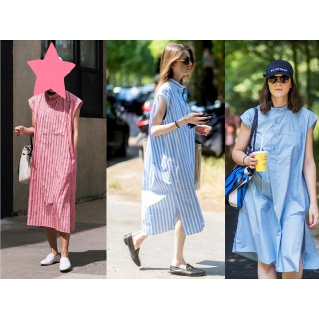 バレンシアガ BALENCIAGA ストライプ ロング シャツ ワンピース 34