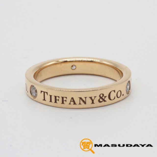 競売 Tiffany & Co. - ティファニーバンドリング3PダイヤモンドK18YG【美品】 リング(指輪)