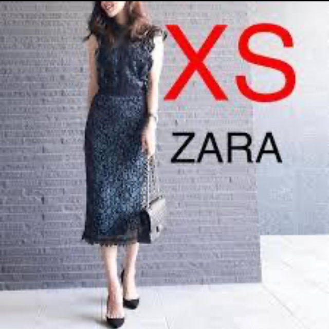 ZARA(ザラ)のzara basic ブルー/フラワー/ドレス レディースのフォーマル/ドレス(ミディアムドレス)の商品写真