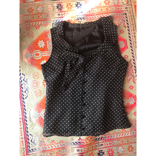 ロキエ(Lochie)のvintage polka-dots blouse 🤍🖤🤍(シャツ/ブラウス(半袖/袖なし))