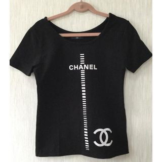 シャネル(CHANEL)の【中古】CHANEL黒Tシャツ Sサイズ(Tシャツ(半袖/袖なし))