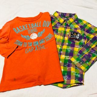 ギャップ(GAP)のワンピースのチェックの長袖シャツとGAP七分袖シャツ　120(Tシャツ/カットソー)