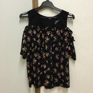 kids❤️花柄オフショルトップス 黒150(Tシャツ/カットソー)