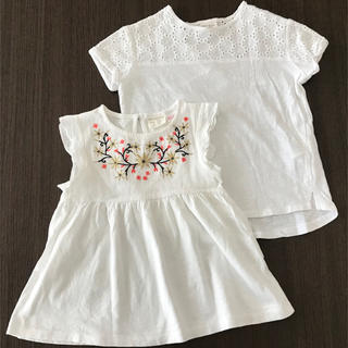 ザラキッズ(ZARA KIDS)のzarababy ザラベイビー　■ フラワー刺繍　カットソー　レース　Tシャツ(Tシャツ/カットソー)